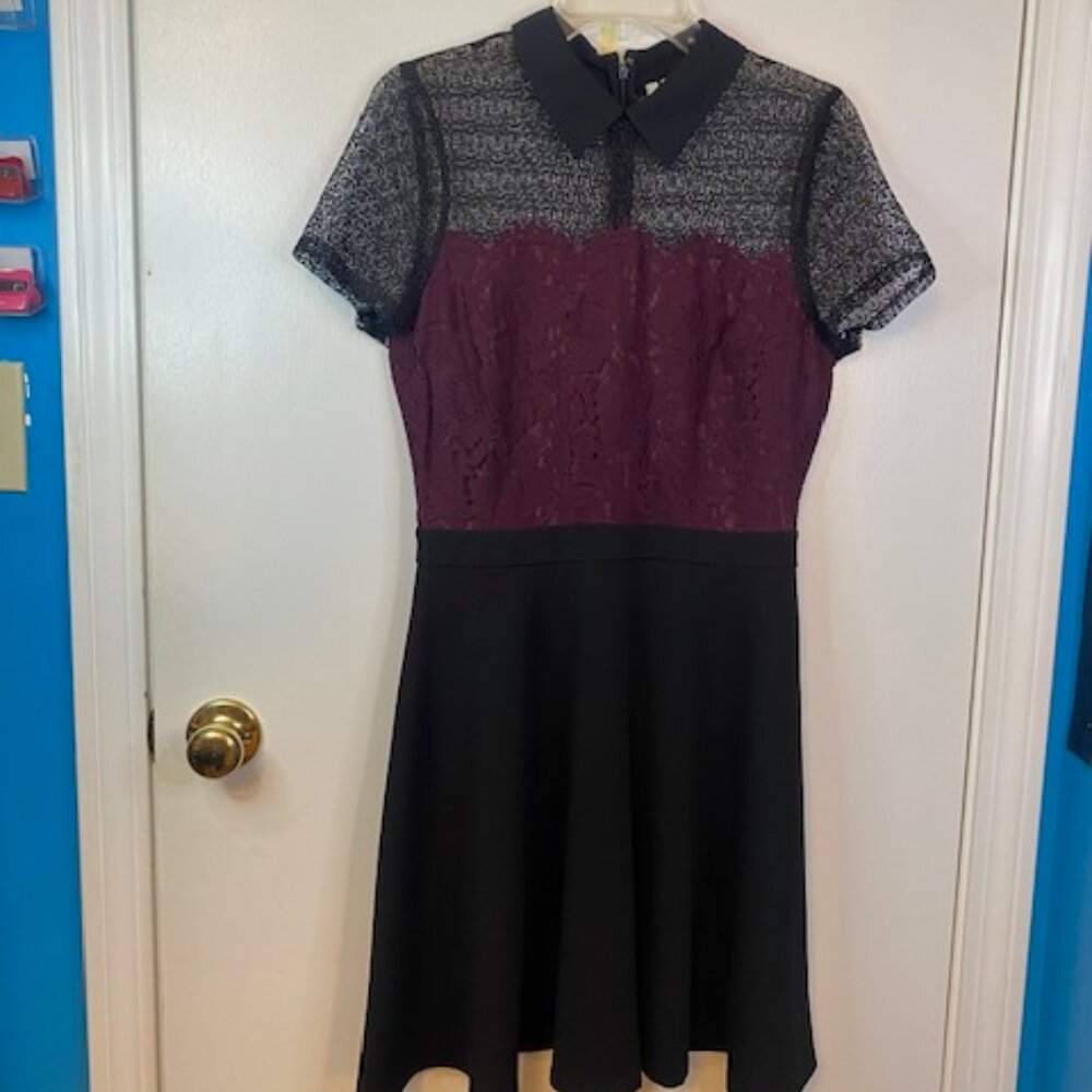 Elle Black and red lace short sleeve dress